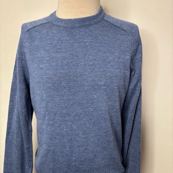 J Crew Plaited Linen Cotton Sweater Mens M Blue Pullover LightweightNWT - Picture 2 of 11